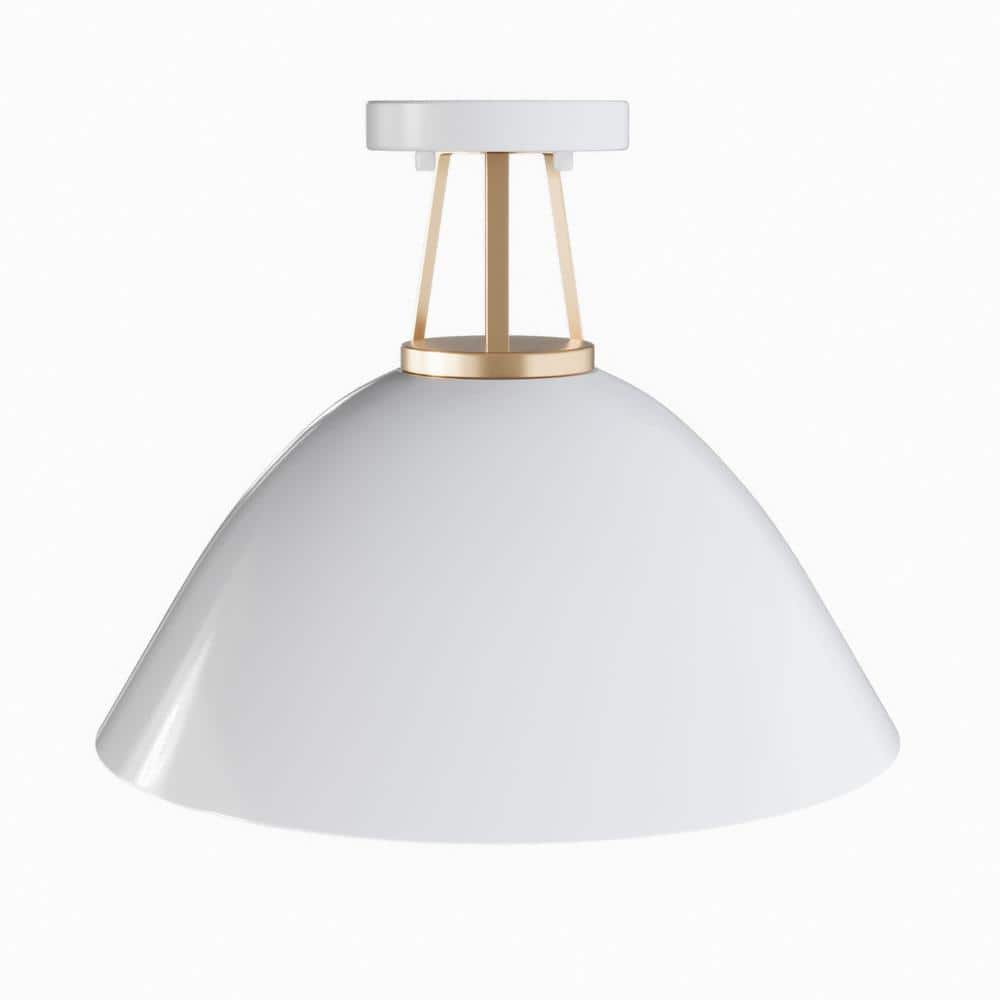 15.8 in. 1-Light Modern Semi-Flush Mount Farmhouse Close to Ceiling Lighting with Metal Shade - Hercitys