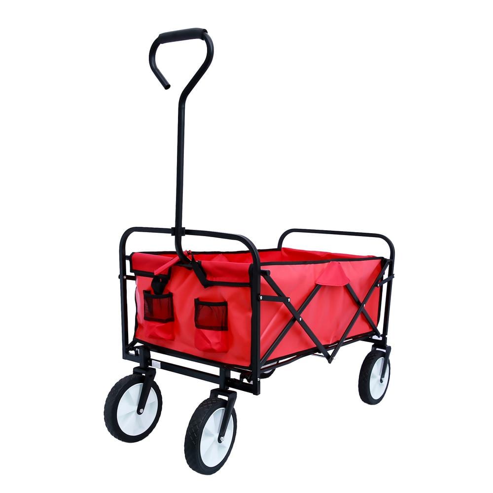 3 cu. ft. Red Folding Wagon Steel Garden Cart - Hercitys