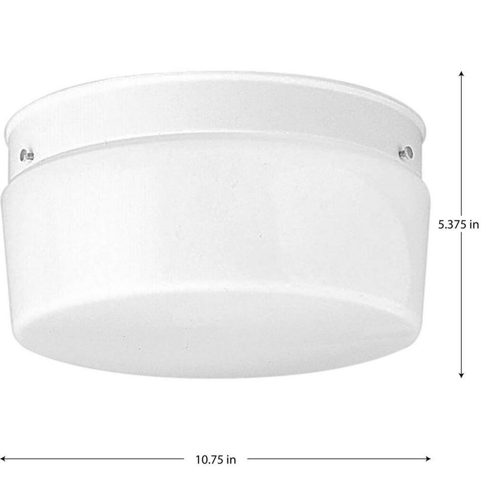 2-Light White Flush Mount with White Glass - Hercitys