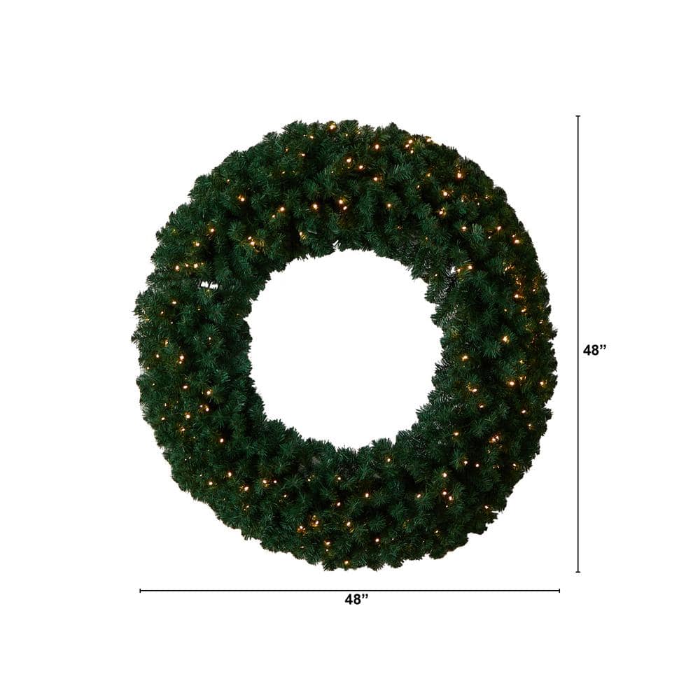 48 in. Prelit LED Artificial Christmas Wreath with 714 Bendable Branches and 200 Warm White LED Lights - Hercitys