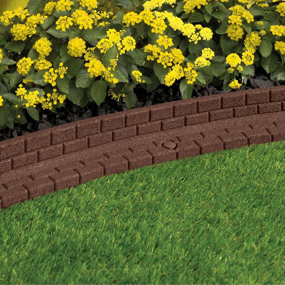 48 in. x 3 in. x 3 in. Brown Brickface Rubber Landscape Edging (6-Pack) - Hercitys