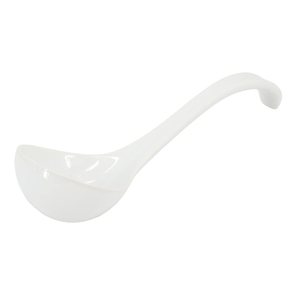 10.6 in. 160 fl. oz. White Ceramic Pumpkin Soup Tureen Serving Bowl with Lid and Ladle - Hercitys