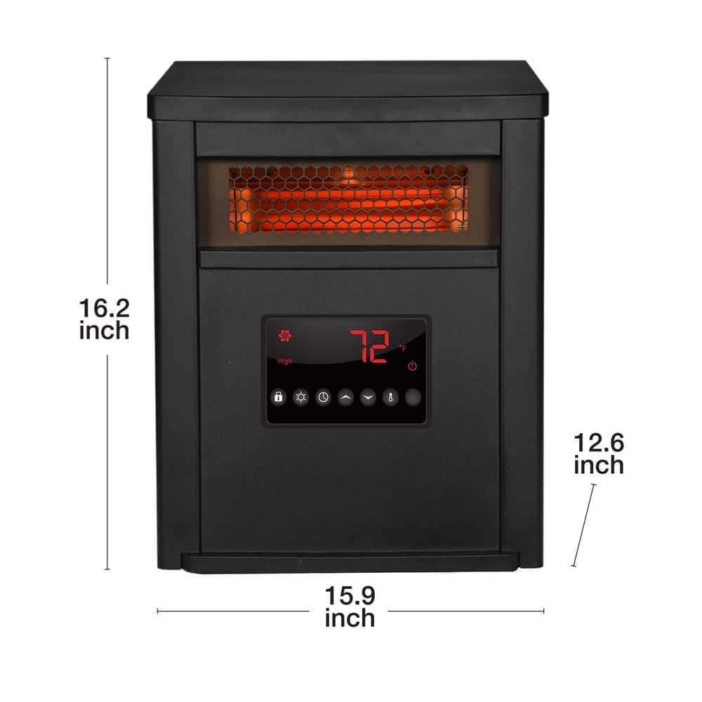 1500-Watt Electric Cabinet 6-Element Infrared Heater with Black Steel - Hercitys