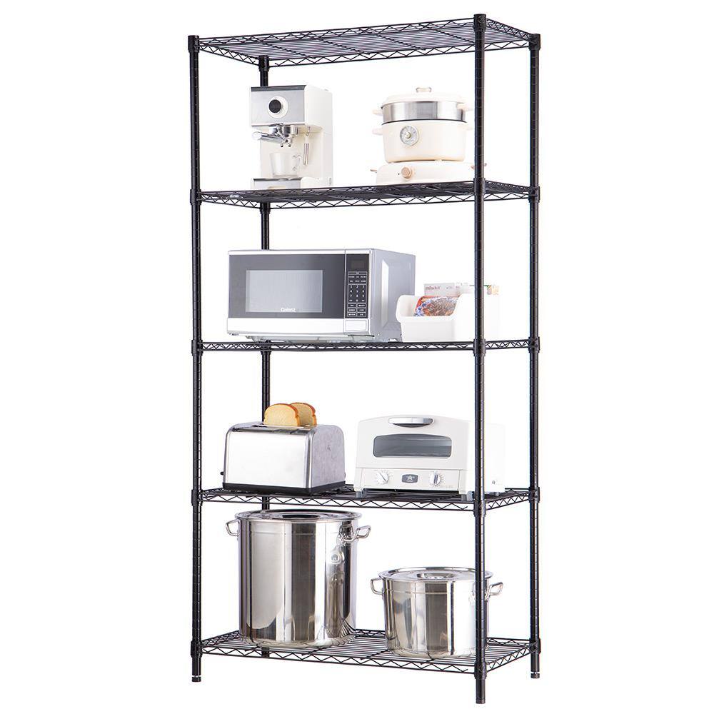 5 Tier Black Coating Utility Wire Shelving Unit 18 in. x 36 in. x 72 in. - Hercitys