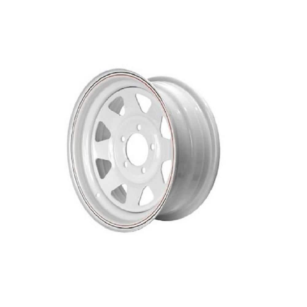 2150 lb. Load Capacity White with Stripe Eight Spoke Steel Wheel Rim - Hercitys