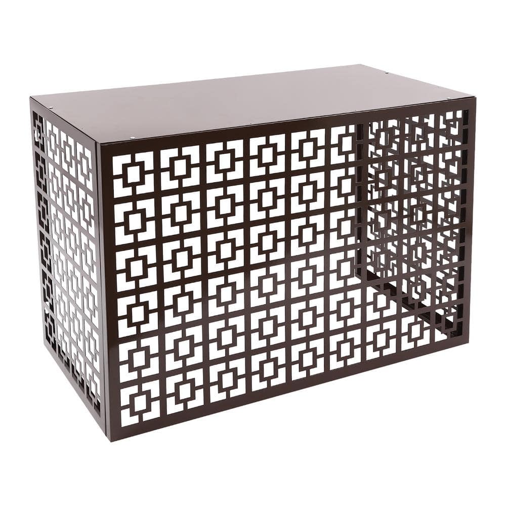 43.31 in. x 21.65 in. x 31.5 in. Brown Aluminium Alloy Outdoor Garden Fence Air Conditioner Fence Privacy Fence Cover - Hercitys