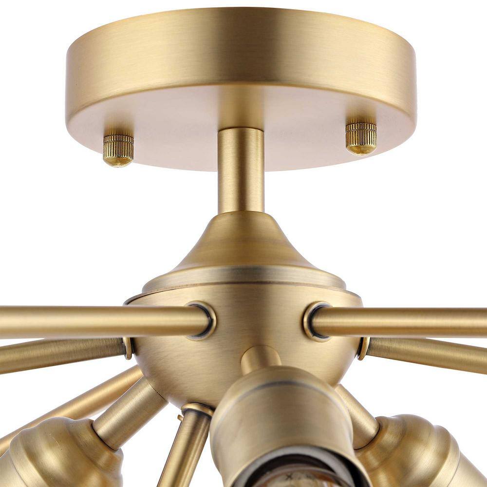 10.6 in. 3-Light Painted Semi- Flush Mount with No Bulbs Included Golden - Hercitys