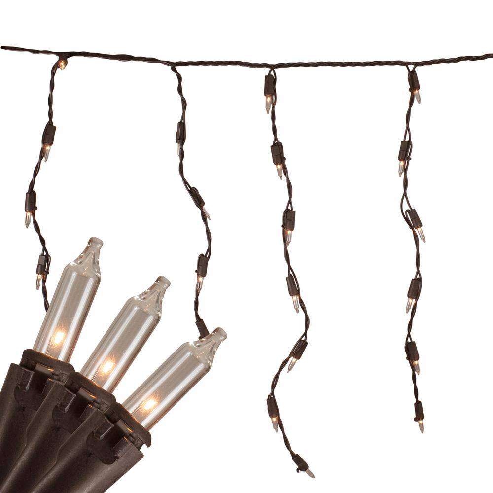 3.5 ft. Brown Wire 100-Count Clear Mini Icicle Christmas Light - Hercitys