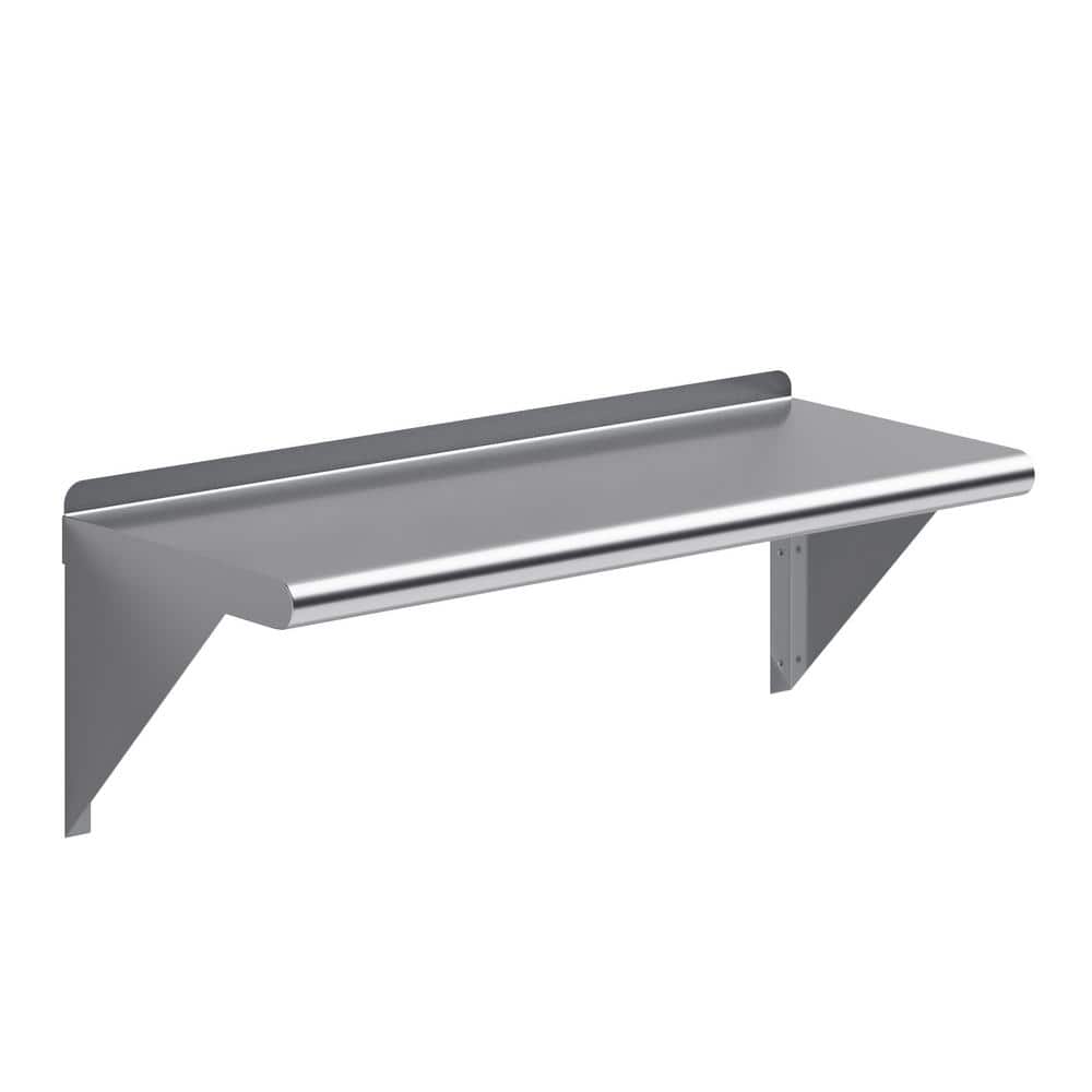 12 in. x 30 in. Stainless Steel Wall Shelf. Kitchen, Restaurant, Garage, Laundry Metal Shelf with Brackets - Hercitys