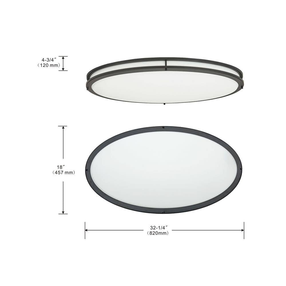 32.25 in. 1-Light Black LED Flush Mount - Hercitys