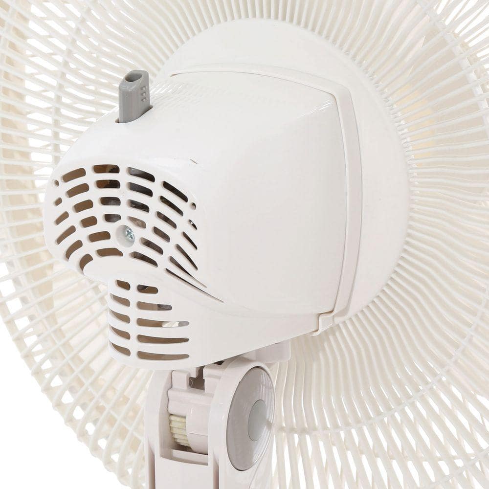 16 in. 3 Speed Oscillating Pedestal Fan with Adjustable Height, Remote Control, and Auto Off Timer in White - Hercitys
