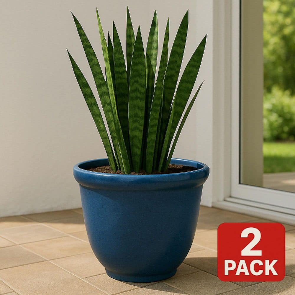 22 in. Dia Blue Resin Round Felicia Planter (2-Pack) - Hercitys