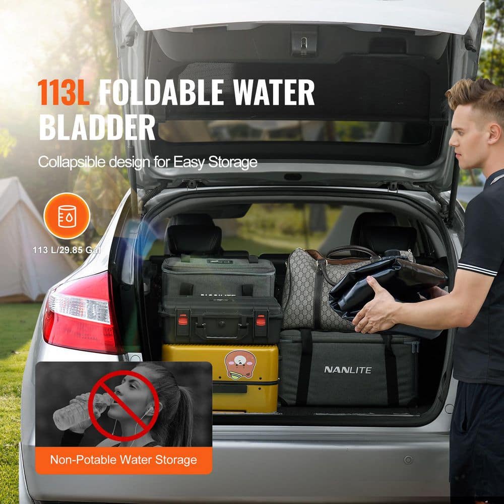 113 L/29.85 gal. Water Storage Bladder, Portable RV Water Tank, 1000D PVC Collapsible Water Storage Containers - Hercitys