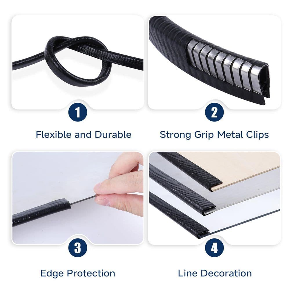 120 in. x 10 ft. x 0.5 in. x 1 in. Flexible, Durable, Easy to Install, Black with Metal Clips Edging 1-Pack - Hercitys