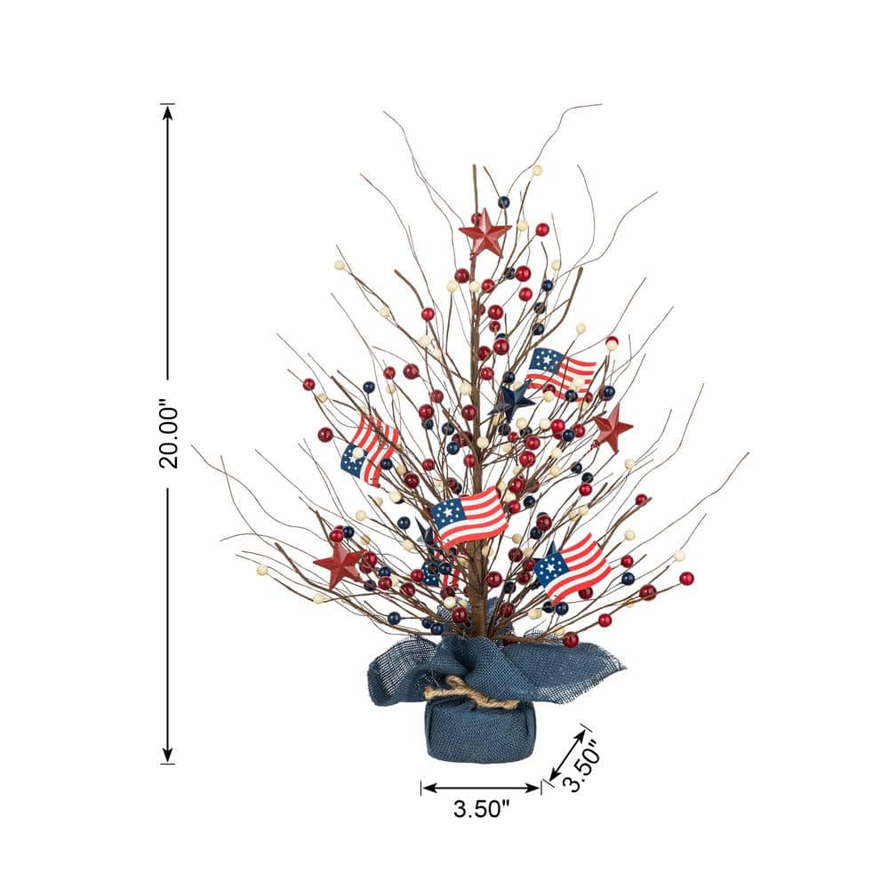 20 in. H Patriotic/Americana Berry Table Tree - Hercitys
