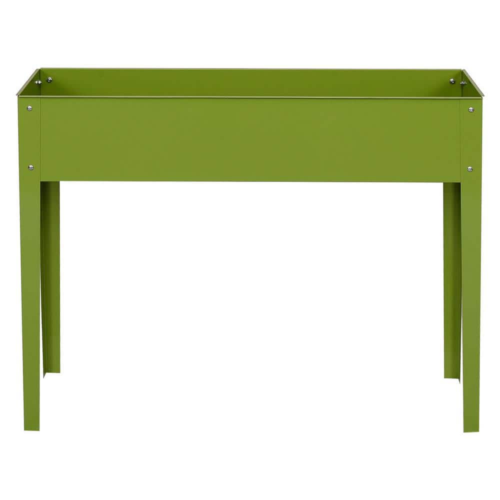 40 in. W x 13 in. D x 31.50 in. H Green Galvanized Steel Elevated Planter Box, Garden Raised Bed, Drain Hole - Hercitys