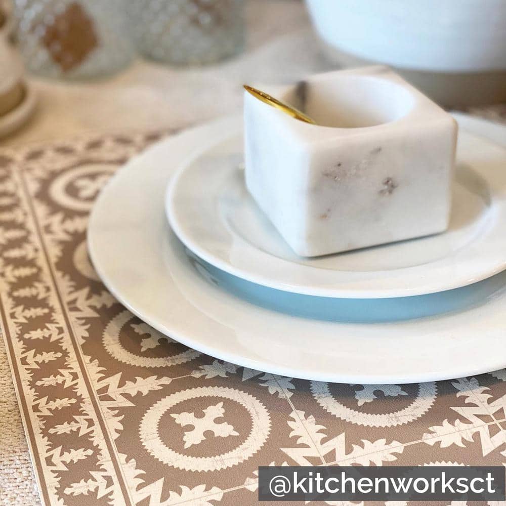 3 in. 2 fl. oz. White Marble Serving Bowl with Brass Spoon (Set of 2) - Hercitys