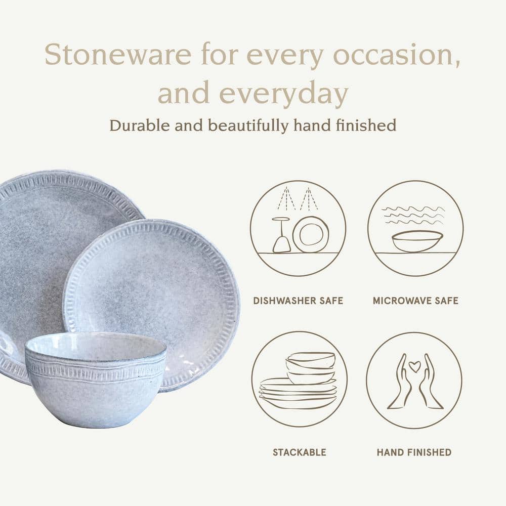 12-Piece Violet Stoneware Dinnerware Set - Hercitys