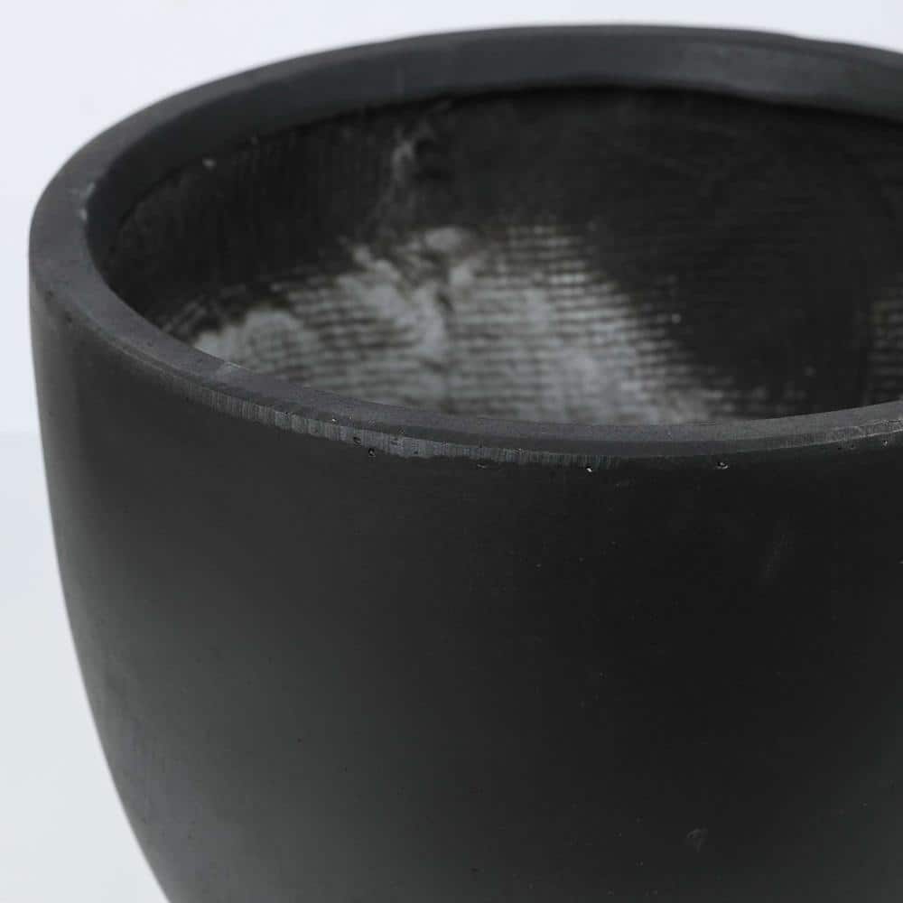 12.2 in. H Round Tapered Black MgO Composite Planter Pot - Hercitys