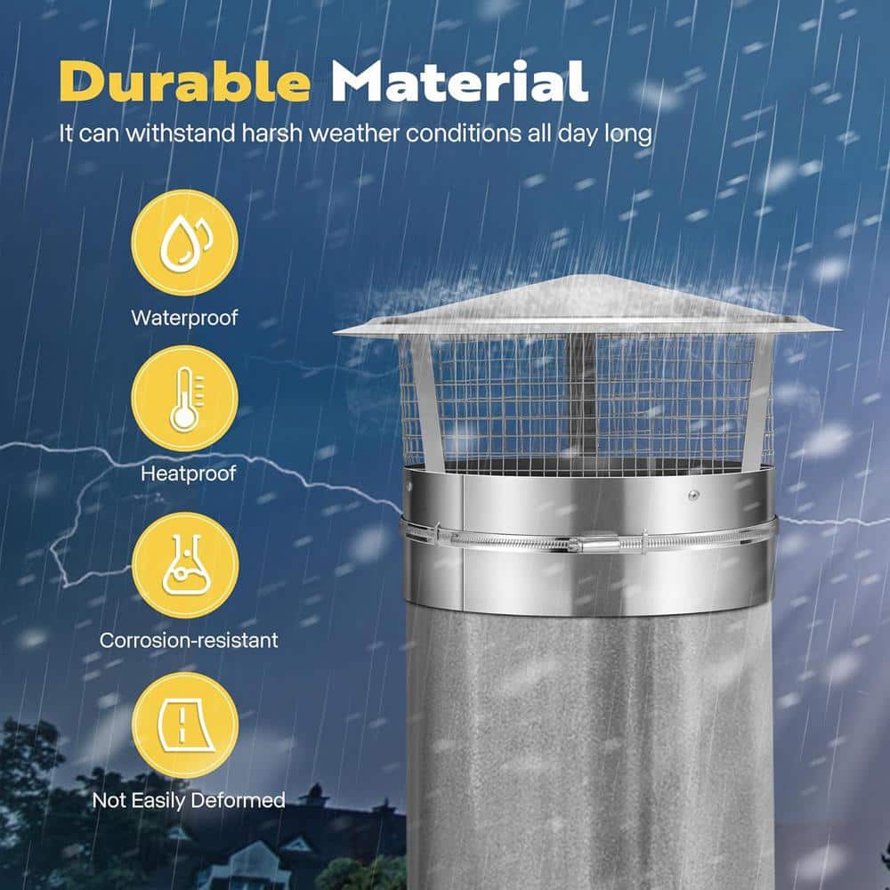 12 in. x 12 in. Round Adjustable Galvanized Steel Cone Top Chimney Cap - Hercitys