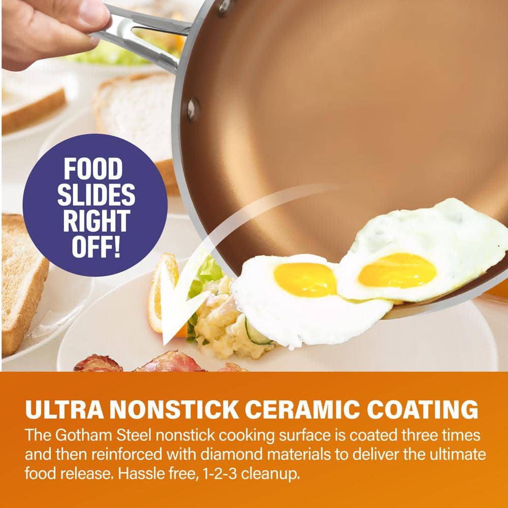 3-Piece Aluminum Ti-Ceramic Nonstick Frying Pan Set in Graphite (8 in., 10 in., and 12 in.) - Hercitys