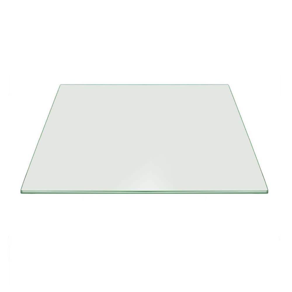 36 in. Clear Square Glass Table Top 3/8 in. Thick Pencil Polish Tempered Radius Corners - Hercitys