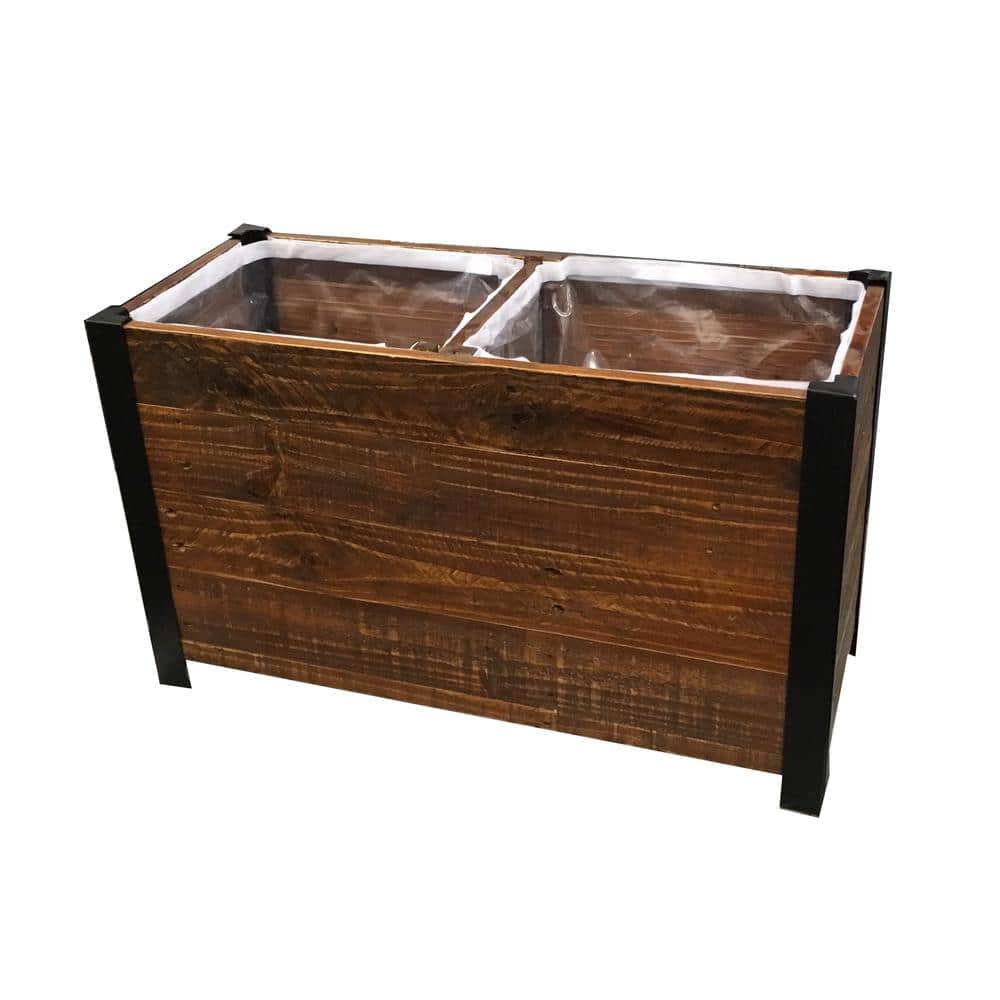 28 in. x 17.75 in. Urban Garden Brown Recycled Wood Planter - Hercitys