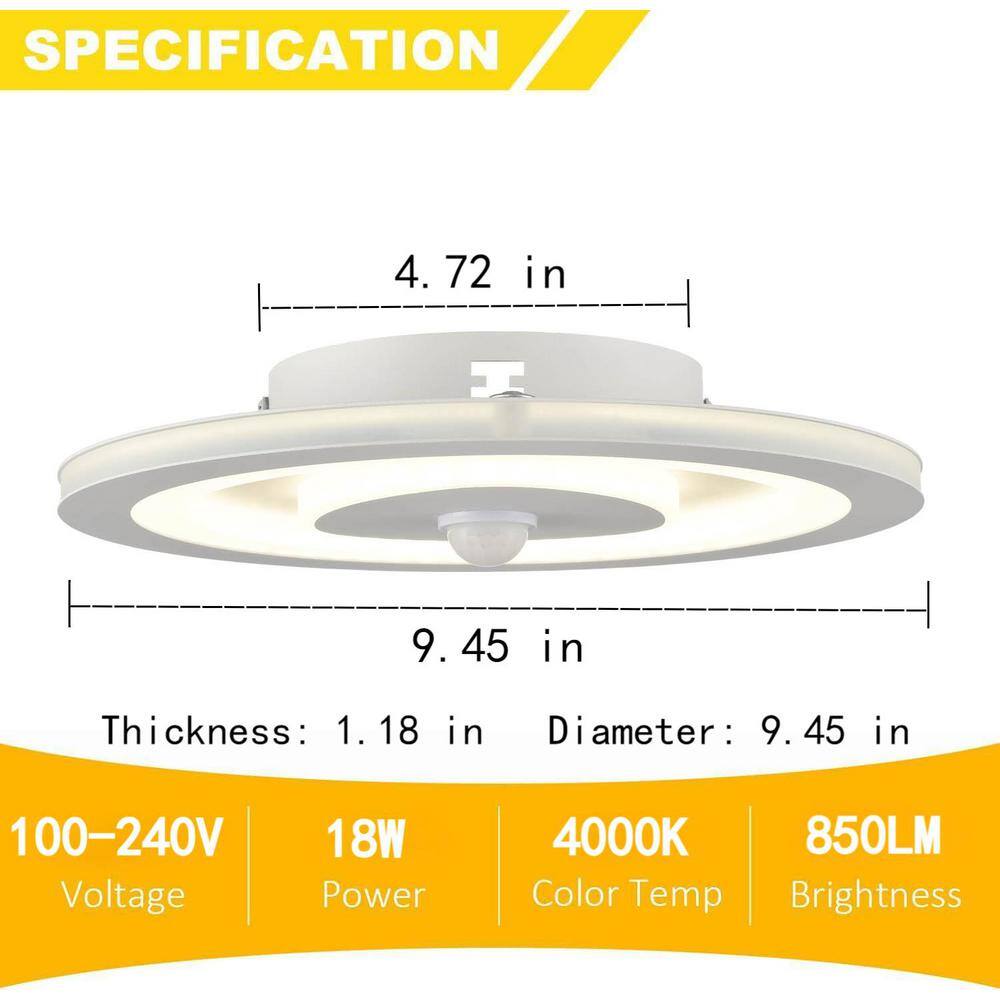 25 in. 1-Light White Flush Mount with No Glass Shade and No Bulbs Included 1-Pack - Hercitys