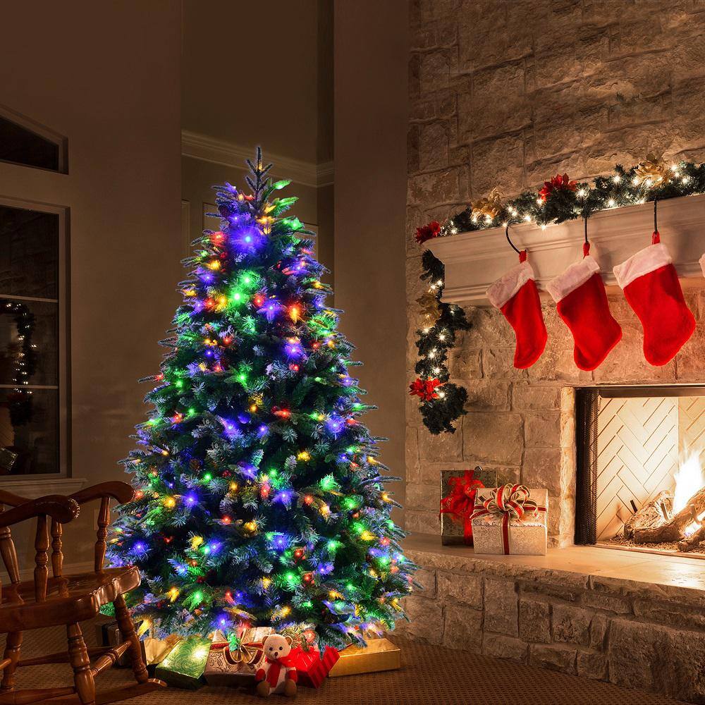5 ft. Pre-Lit Artificial Christmas Tree Hinged Xmas Tree with 11 Flash Modes - Hercitys