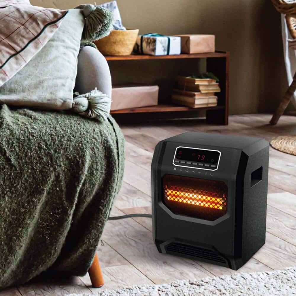 1500-Watt Electric 6 Element Compact Infrared Radiant Space Heater Electric in Black - Hercitys