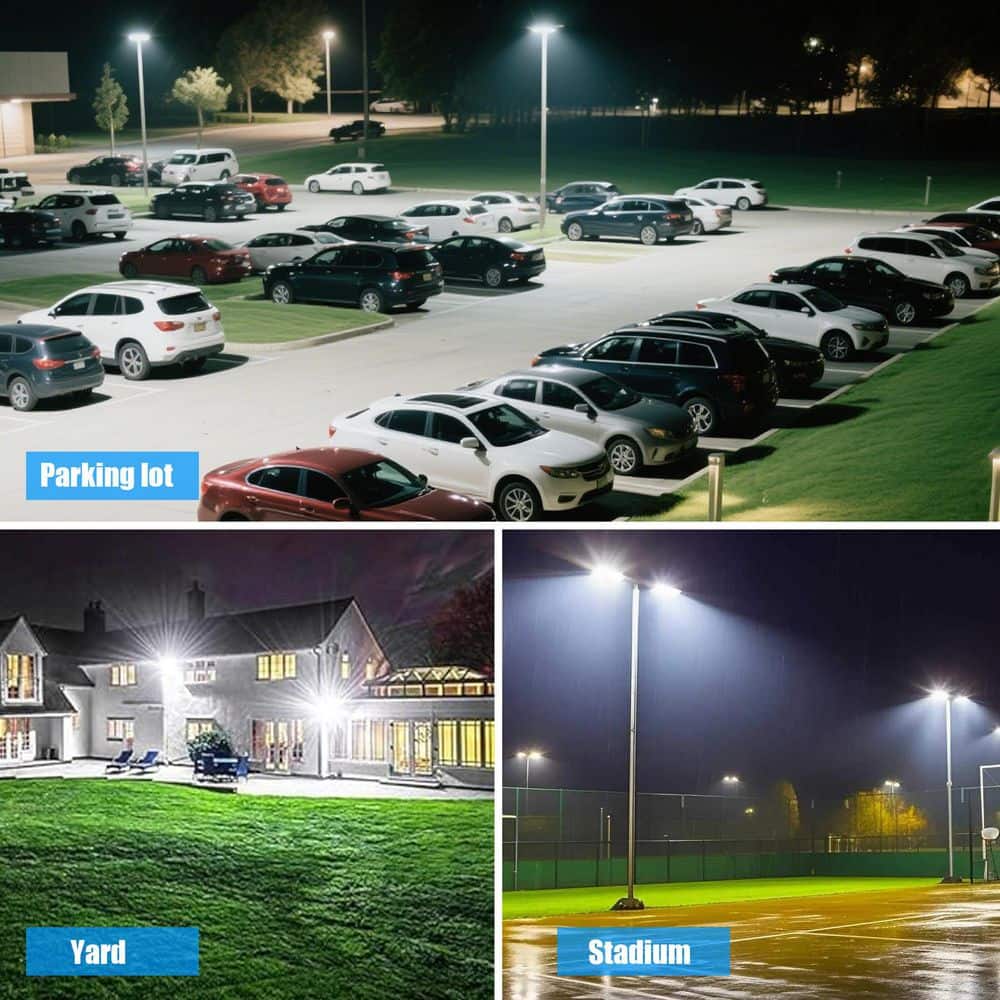 1500-Watt Equivalent 39000 Lumens 120° Black Integrated LED Flood Light, 4000K LED Stadium Arena Lighting 2-Pack - Hercitys