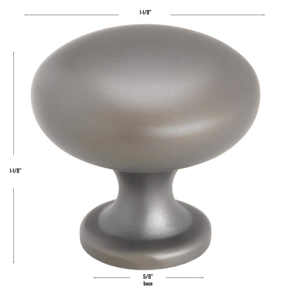 1-1/8 in. Graphite Finish Classic Round Solid Cabinet Knobs (10-Pack) - Hercitys