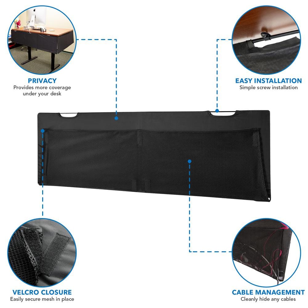 42 in. Black Under Writing Desk Privacy Panel - Hercitys