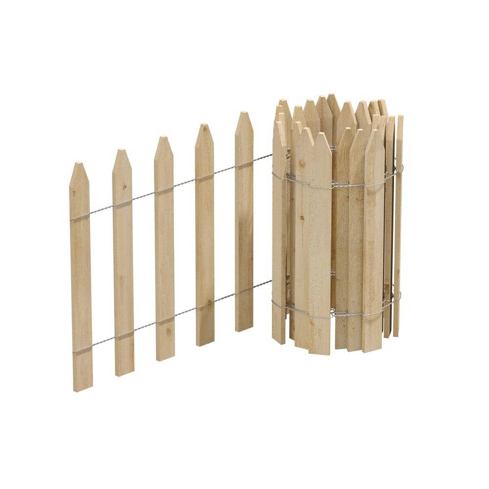 16 in. H x 8 ft. L Cedar Wood Garden Picket Fence (4-Pack, 32 ft. L Total) - Hercitys