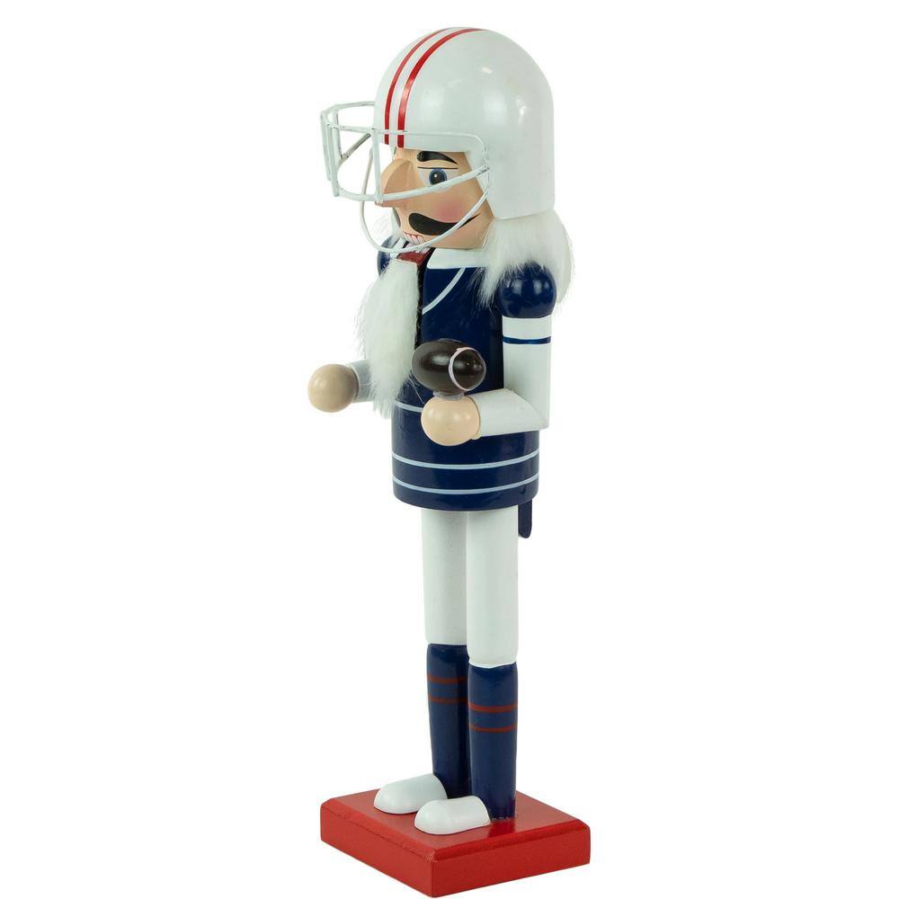 14 in. Red and White Wooden Christmas Nutcracker Football Player - Hercitys