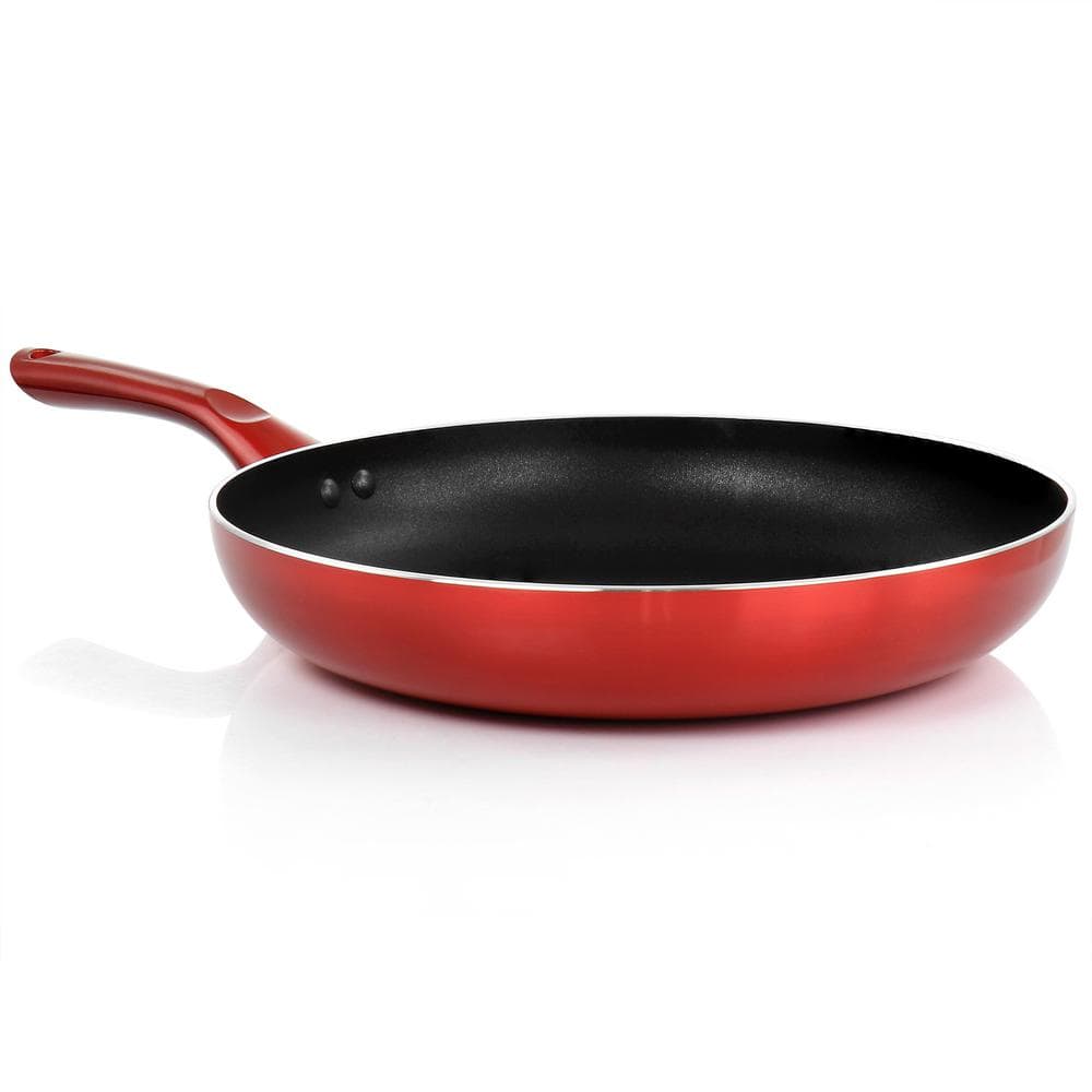 12 in. Aluminum Non Stick Frying Pan in Red - Hercitys