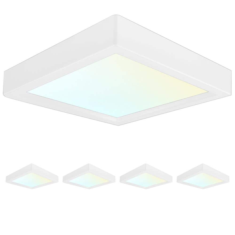 10-Watt 4 in. 600 Lumens Square 3 Color Selectable LED 3000K/4000K/5000K Flush Mount Dimmable Fixture (4-Pack) - Hercitys