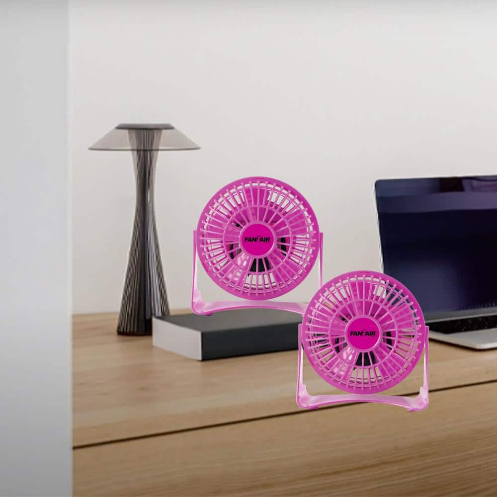 2 PACK 4 in. Desk Personal Fan in Pink - Hercitys