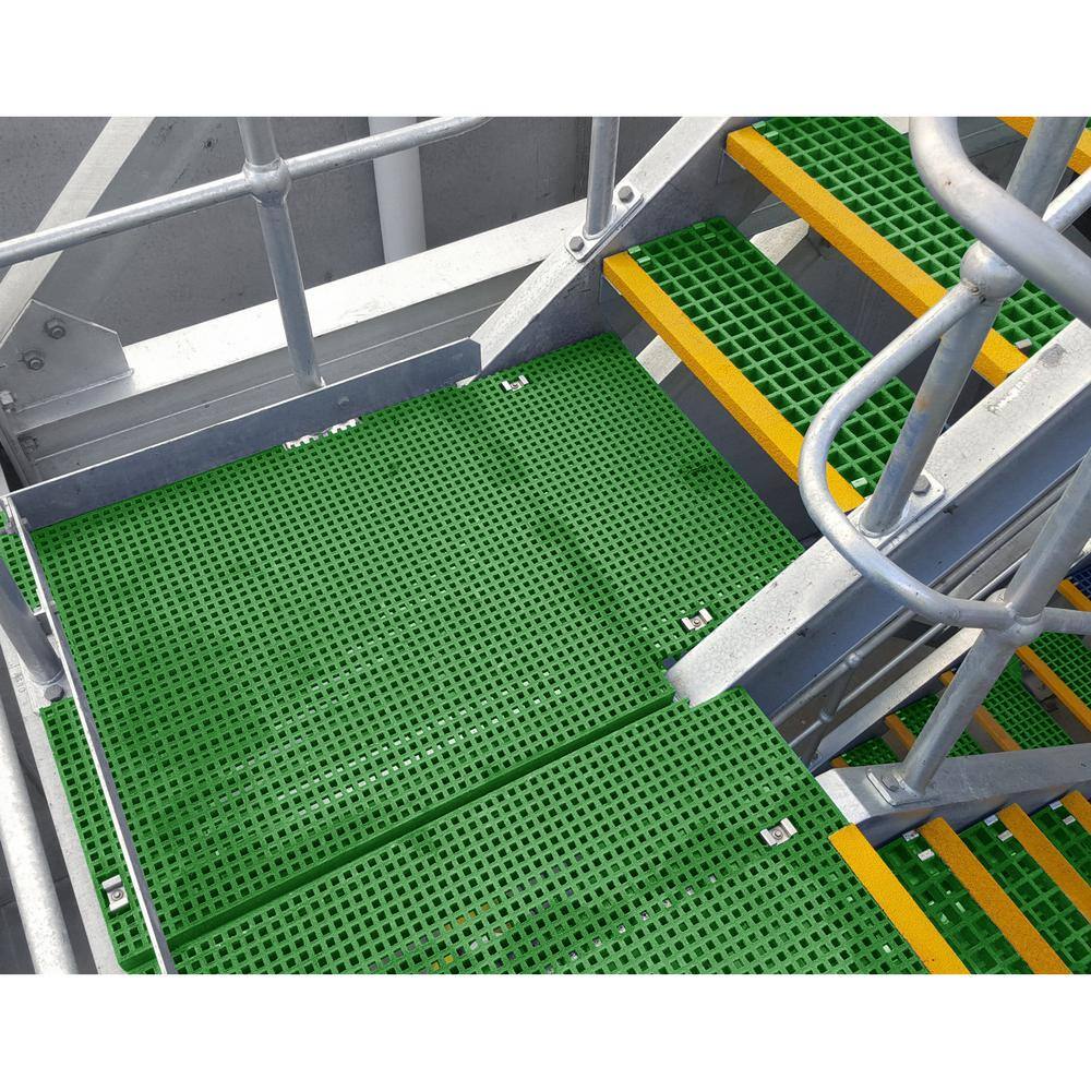 2 ft. x 2 ft. x 1 in. Fiberglass Molded Grating, 1.5 in. x 1.5 in. x 1 in., Green - Hercitys