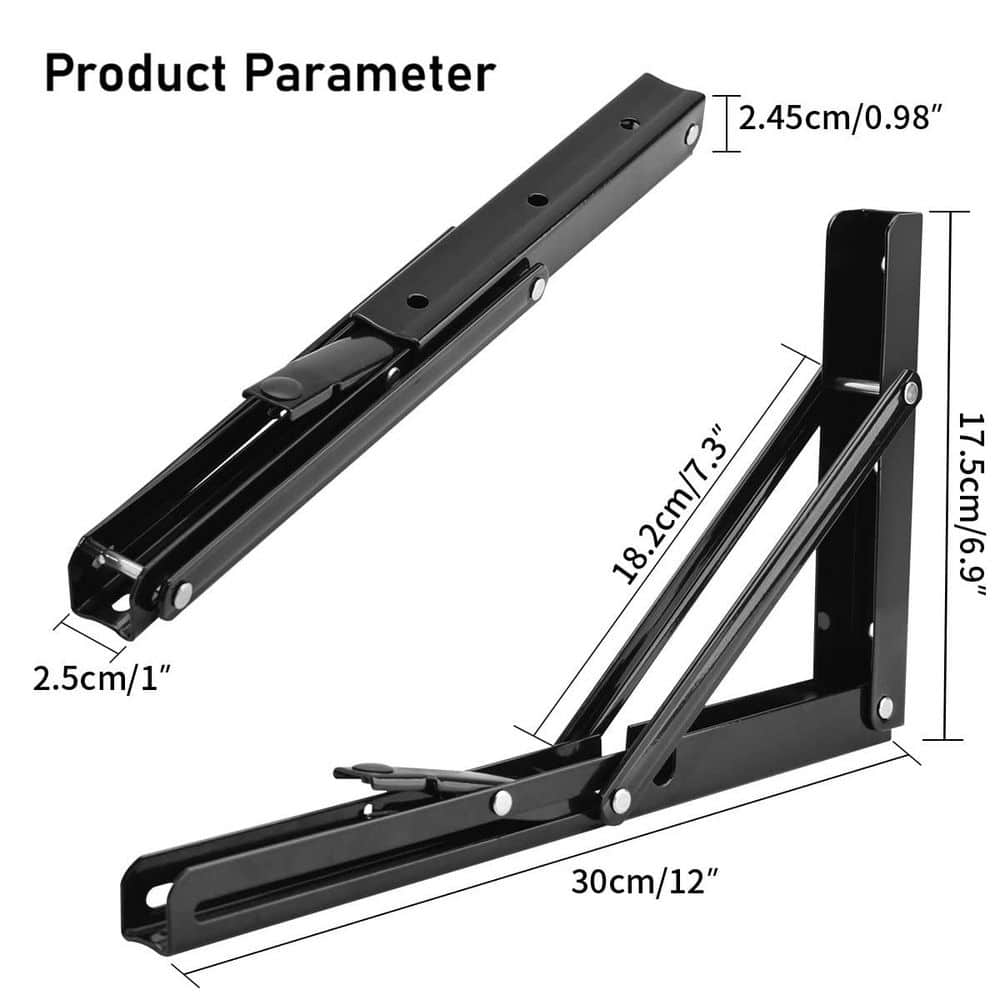 2 in. H Metal 330 lb. Load Capacity Folding Shelf Bracket, Heavy Duty and Space-Saving Design (2-Pack) - Hercitys