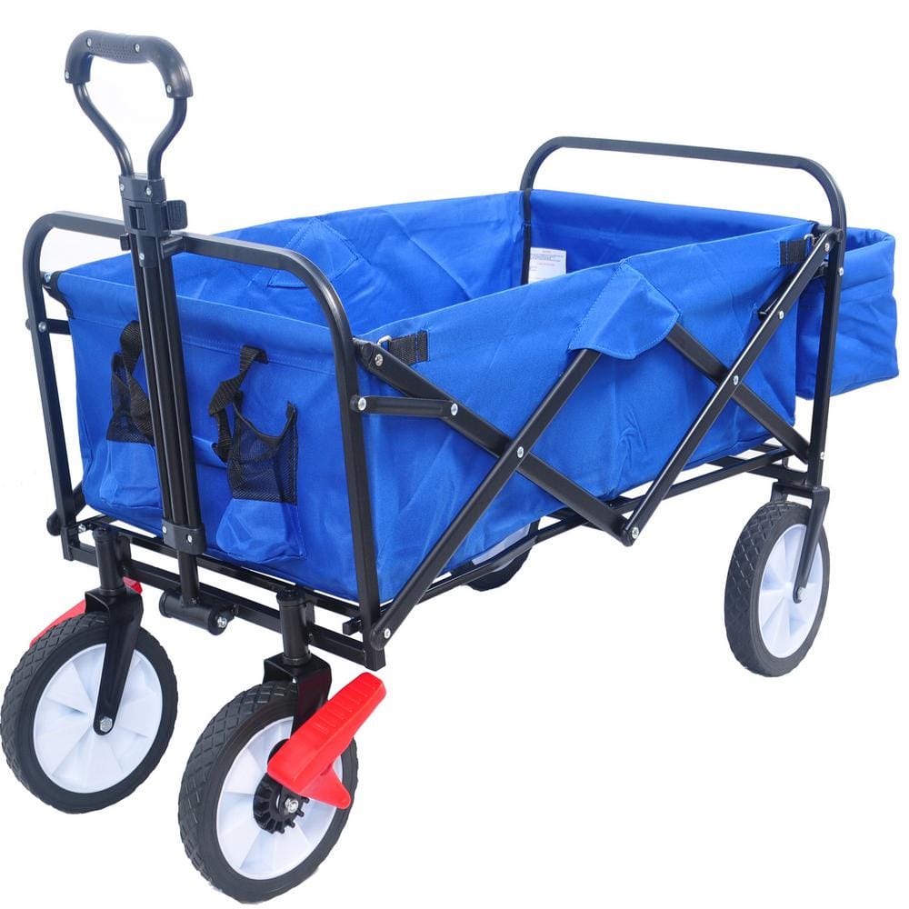 5.20 cu. ft. Red Steel Folding Garden Cart with Adjustable Handle. - Hercitys