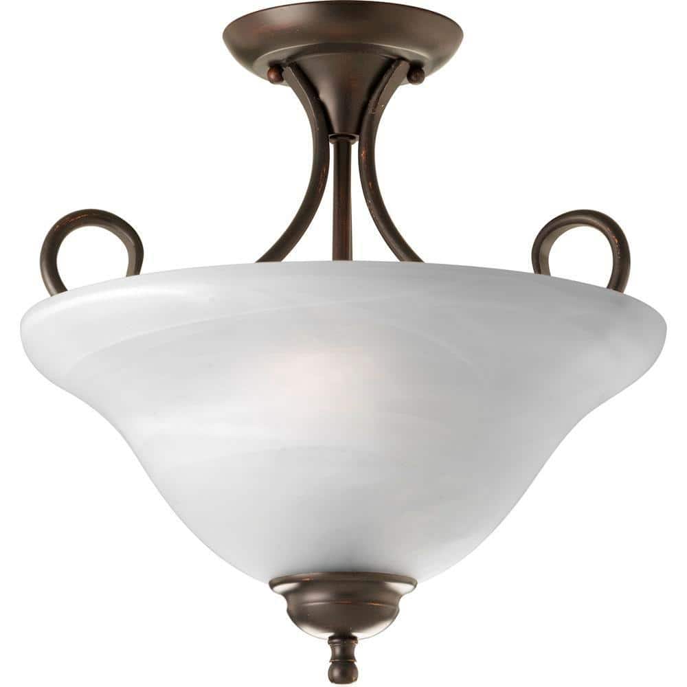 2-Light Antique Bronze Semi-Flush Mount - Hercitys
