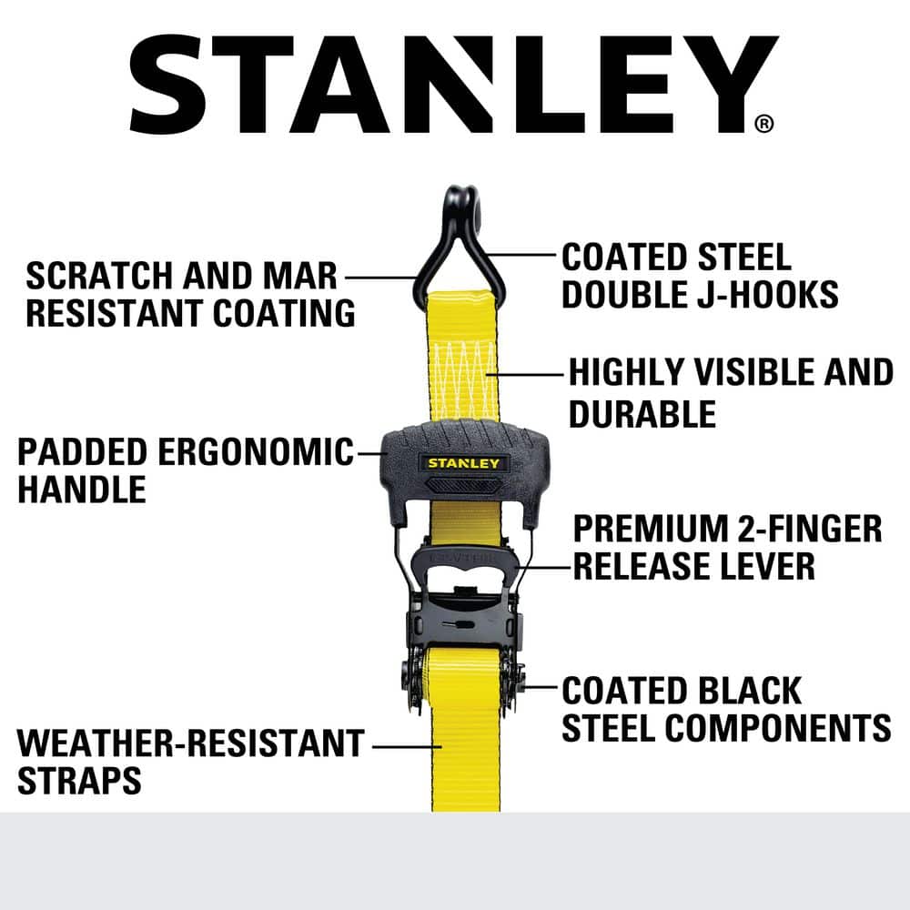 16 ft. x 1.5 in. Heavy-Duty Ratchet Strap Kit/3300 lbs. Break Strength (4-Pack) - Hercitys