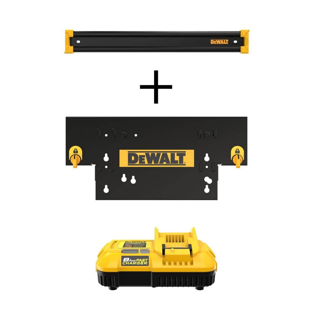 20 in. Compact Metal Rail, Battery Charger Rail Mount and 20-Volt MAX Lithium-Ion Fan Cooled Fast Battery Charger - Hercitys