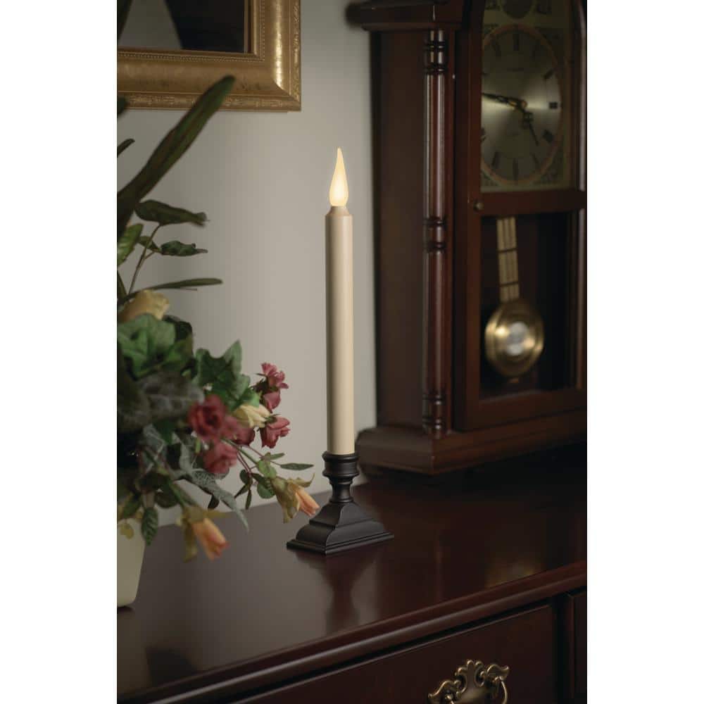 12.5 in. White Battery Operated LED Taper Candle with Warm 3D Flame - Hercitys