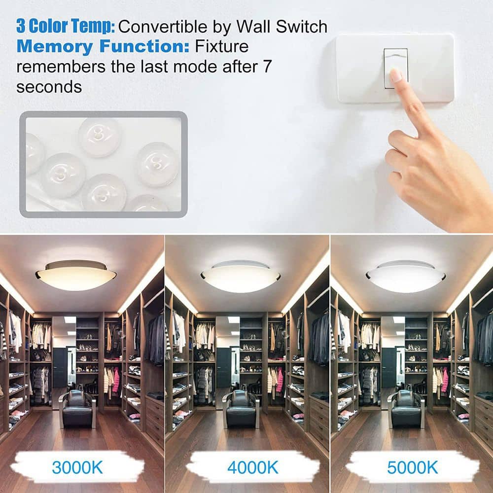 13 in. Dimmable Adjustable CCT Integrated LED Flush Mount with Glass Shade Ceiling Light Fixture (2-Pack) - Hercitys