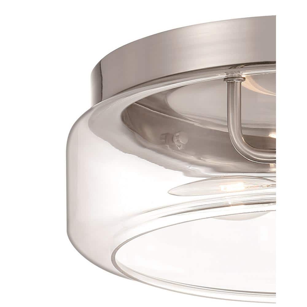 13 in. 2-Light Brushed Nickel Flush Mount Light - Hercitys