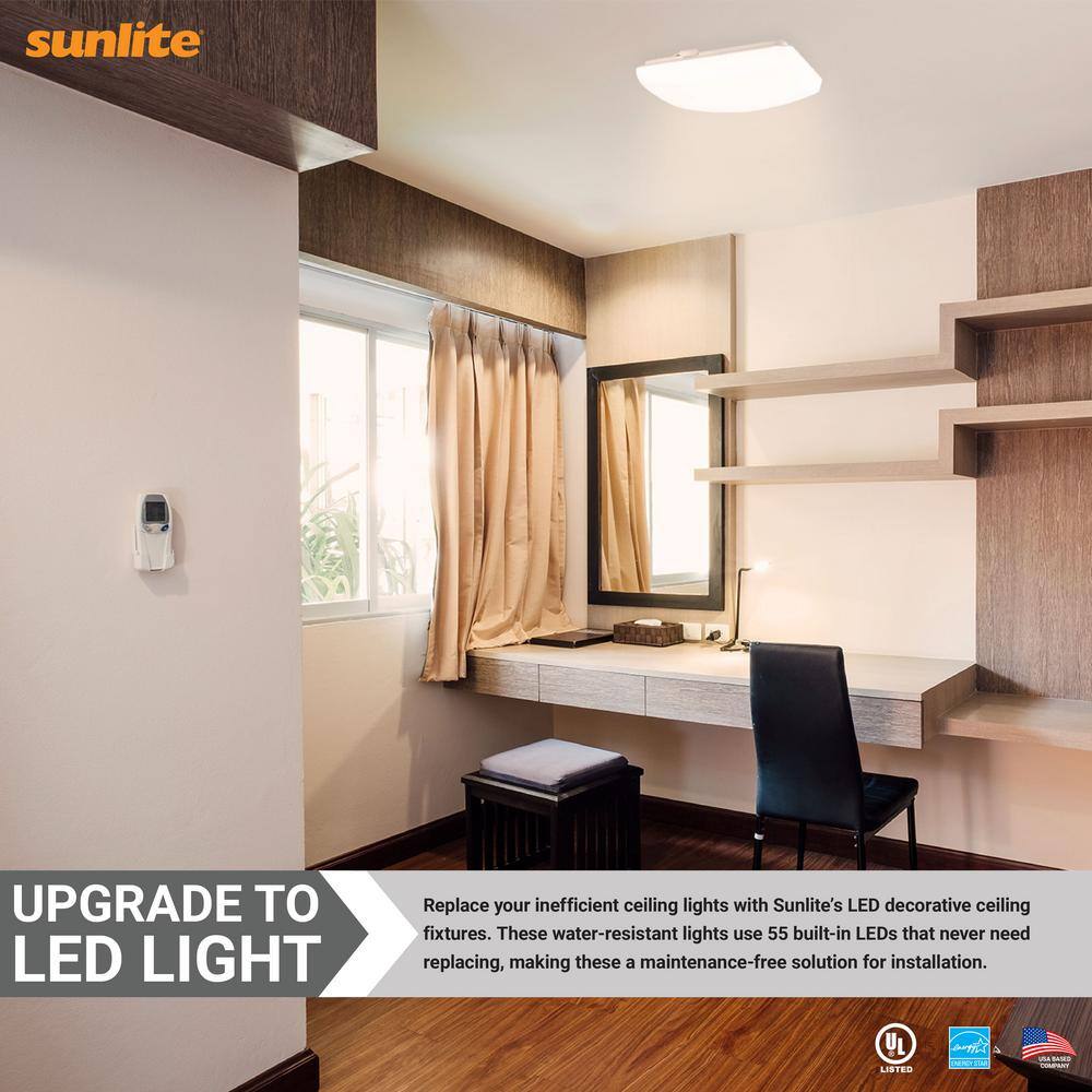 14 in. 1-Light White Dimmable Square Mushroom LED Flush Mount Light, Warm White 3000K - Hercitys