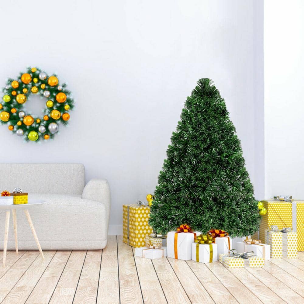 3 ft. Pre-Lit Fiber Optic Artificial PVC Christmas Tree Tabletop with Plastic Stand - Hercitys