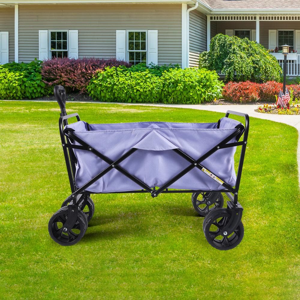 4 cu. ft. Metal Utility Collapsible Folding camping Wagon Cart Heavy Duty Foldable Beach Wagon Garden Cart - Hercitys